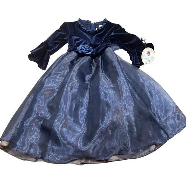 Brand new with Tags Sweet Kids Navy Blue Velvet Dress Size 6