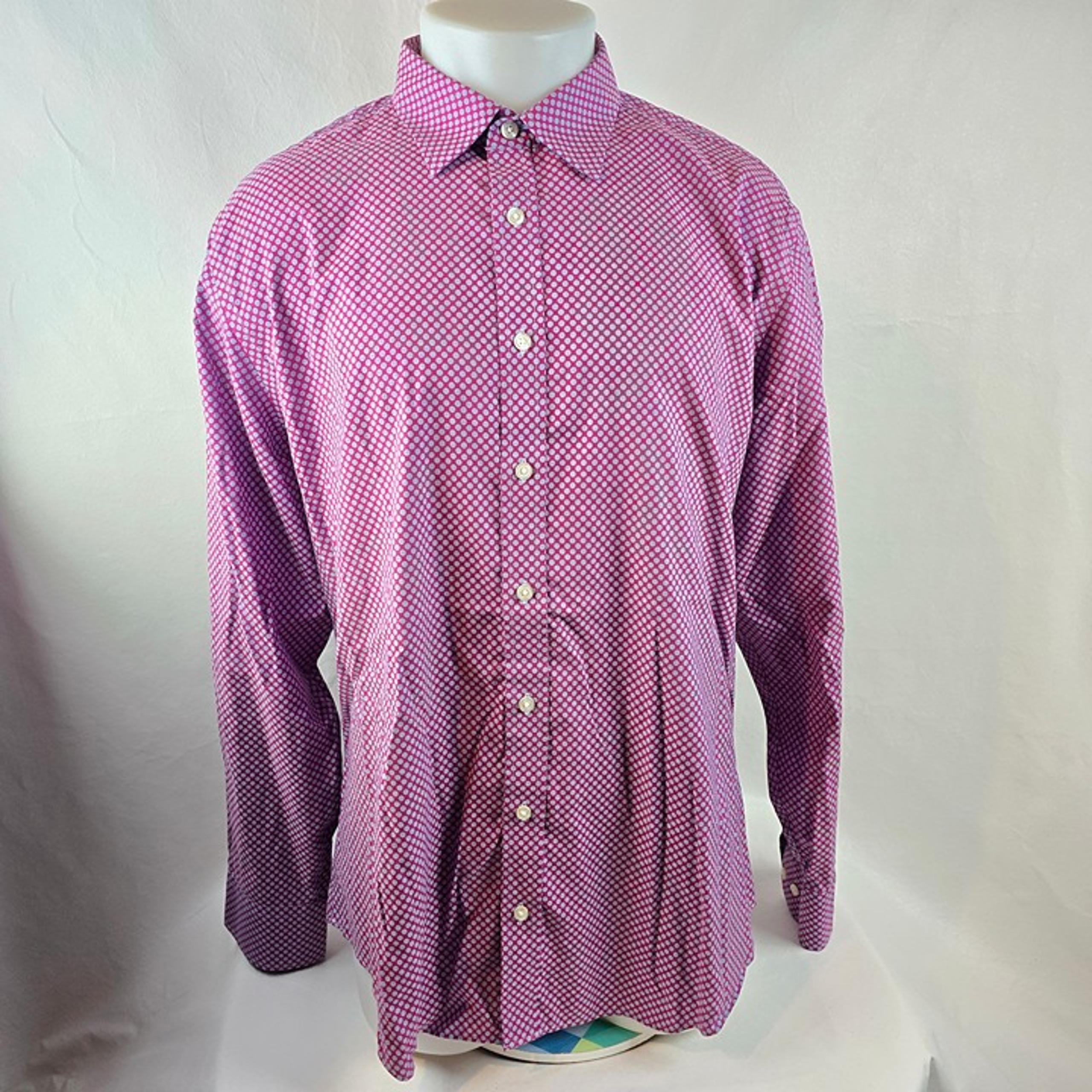 Charles Tyrwhitt Shirt Mens XL Purple Grey Button Up Slim Fit Polka Dot Preppy