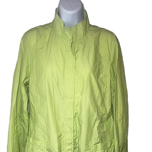 Eileen Fisher Oversized Jacket High Collar Cotton Nylon VEBNAGreen Size Small