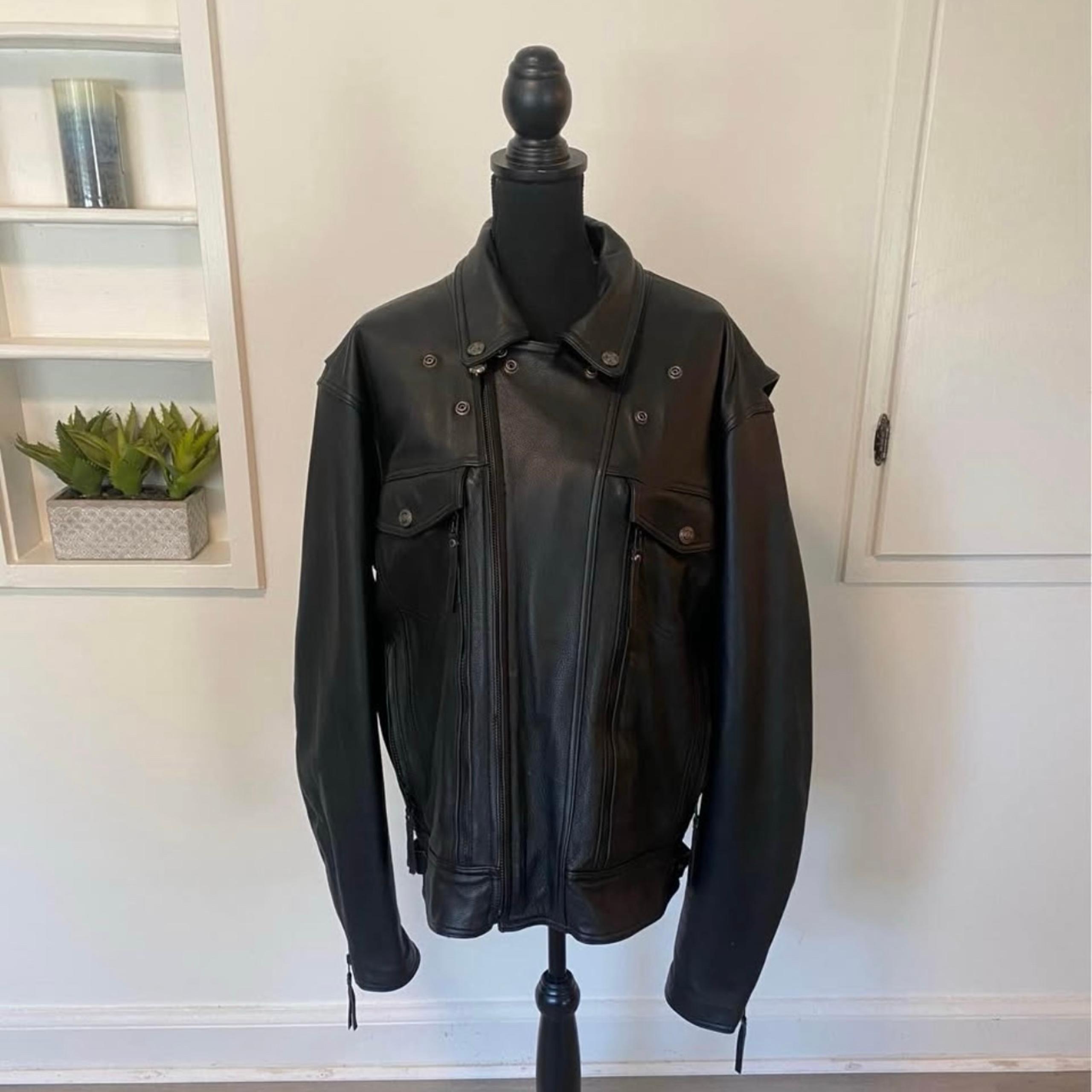 Harley Davidson Men’s XL Genuine Leather Vented Motorcycle Biker Jacket