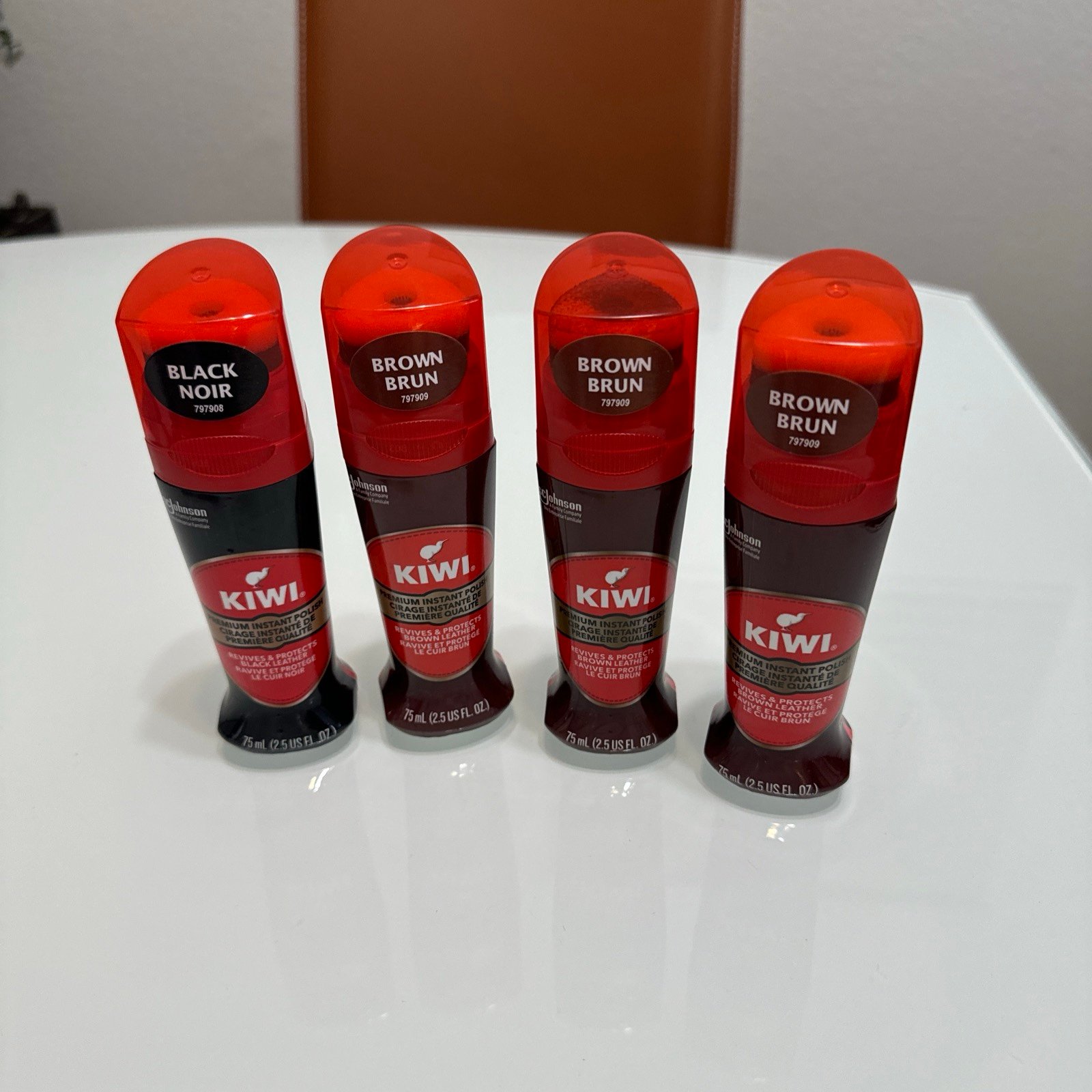 Kiwi Instant Polish Black Brown 2.5oz Revives Protects Brown Leather Vs15 X4
