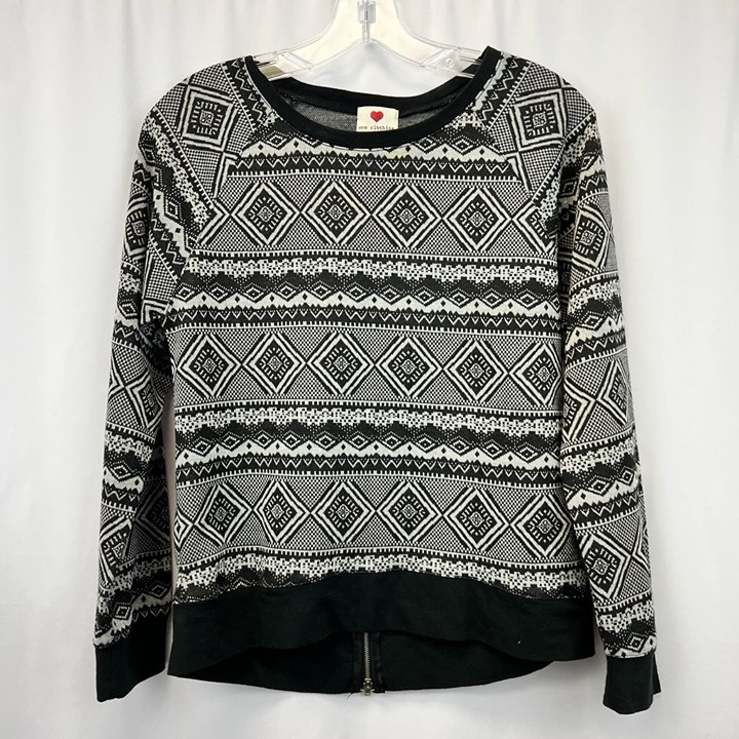 One Clothing Womens Pullover Sweater Multicolor Long Sleeve Stretch Zipper S