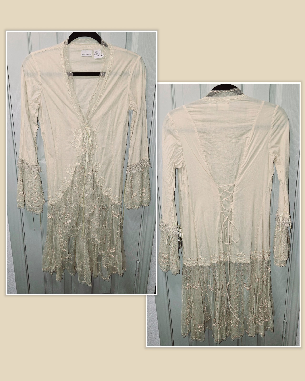 Vintage Newport News Lightweight Embroidered Lace Cardigan Top Women's 4 or S