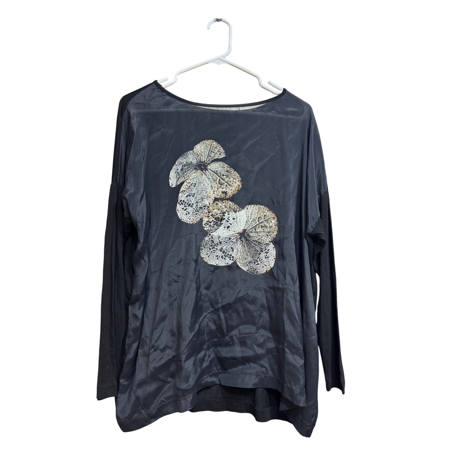 Bitte Kai Rand Artsy Tunic Top Floral Embellished Long Sleeve Blouse