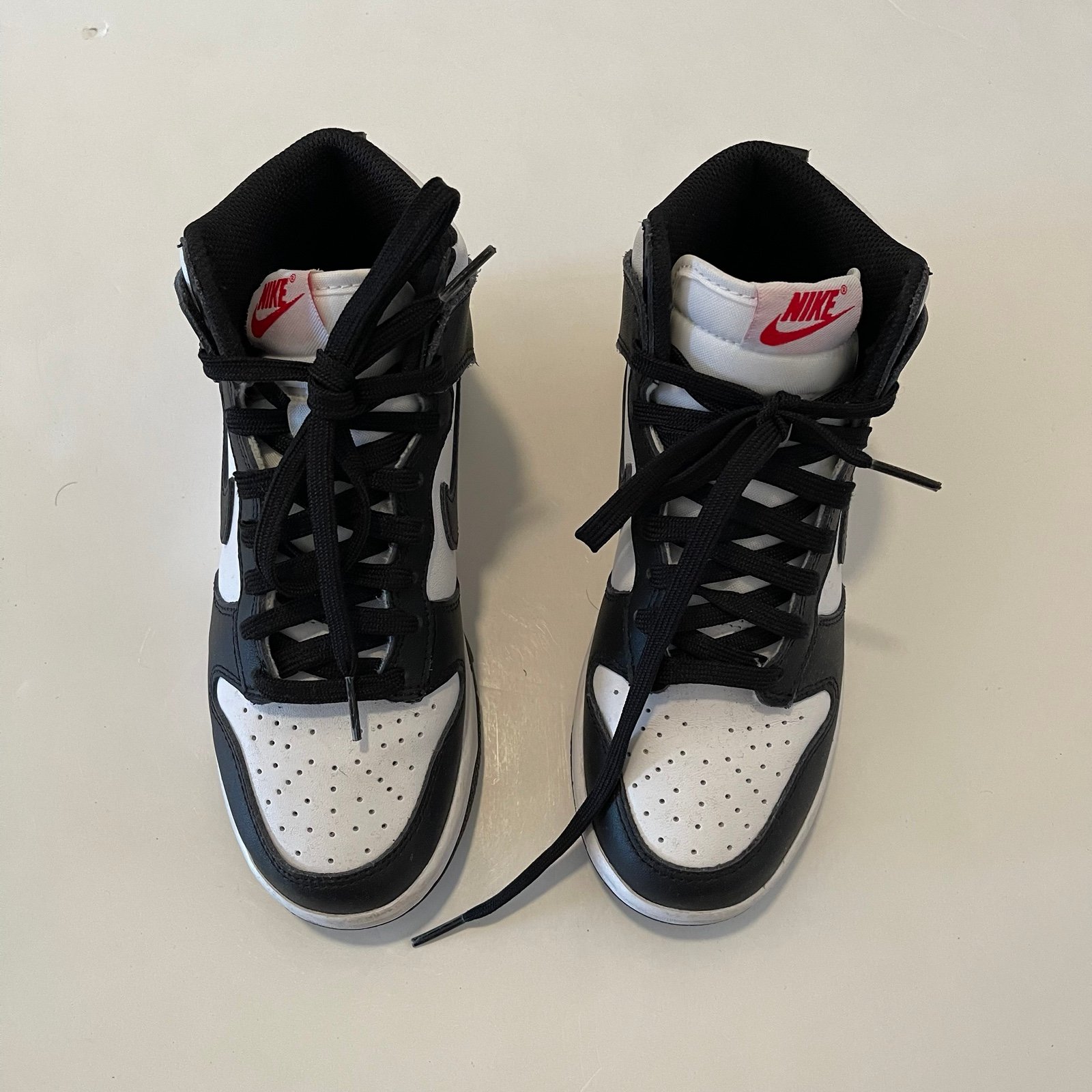 Nike Kids’ Black and White Panda Dunks High-top Lace Up Sneakers