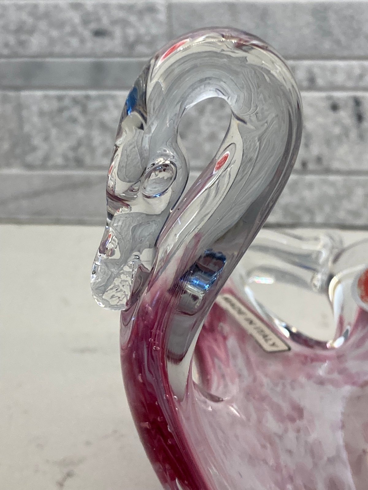 MURANO ITALY SWAN SWIRL PASTEL HAND BLOWN TRINKET DISH FIGURE AMAZING CONDITION