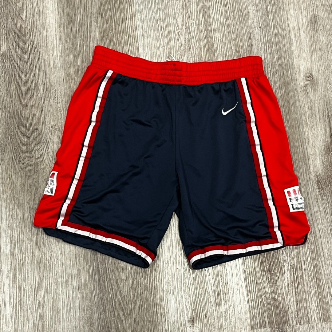 Vintage 90s 00s Nike Dream Team USA Navy Basketball Shorts Size Small Blue Red