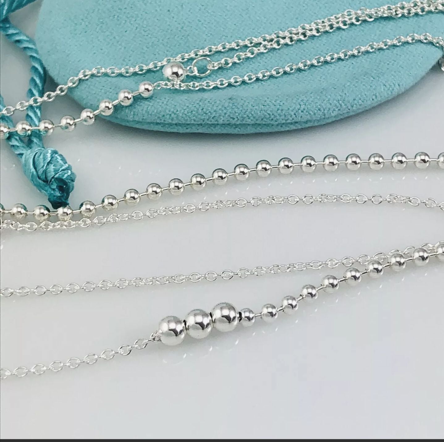 Tiffany & Co. 28-32 adjustable mixed beaded necklace
