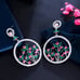 Crystal Flower Bouquet Picture Statement Earrings, Large Crystal Earrings