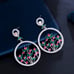 Crystal Flower Bouquet Picture Statement Earrings, Large Crystal Earrings