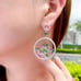 Crystal Flower Bouquet Picture Statement Earrings, Large Crystal Earrings