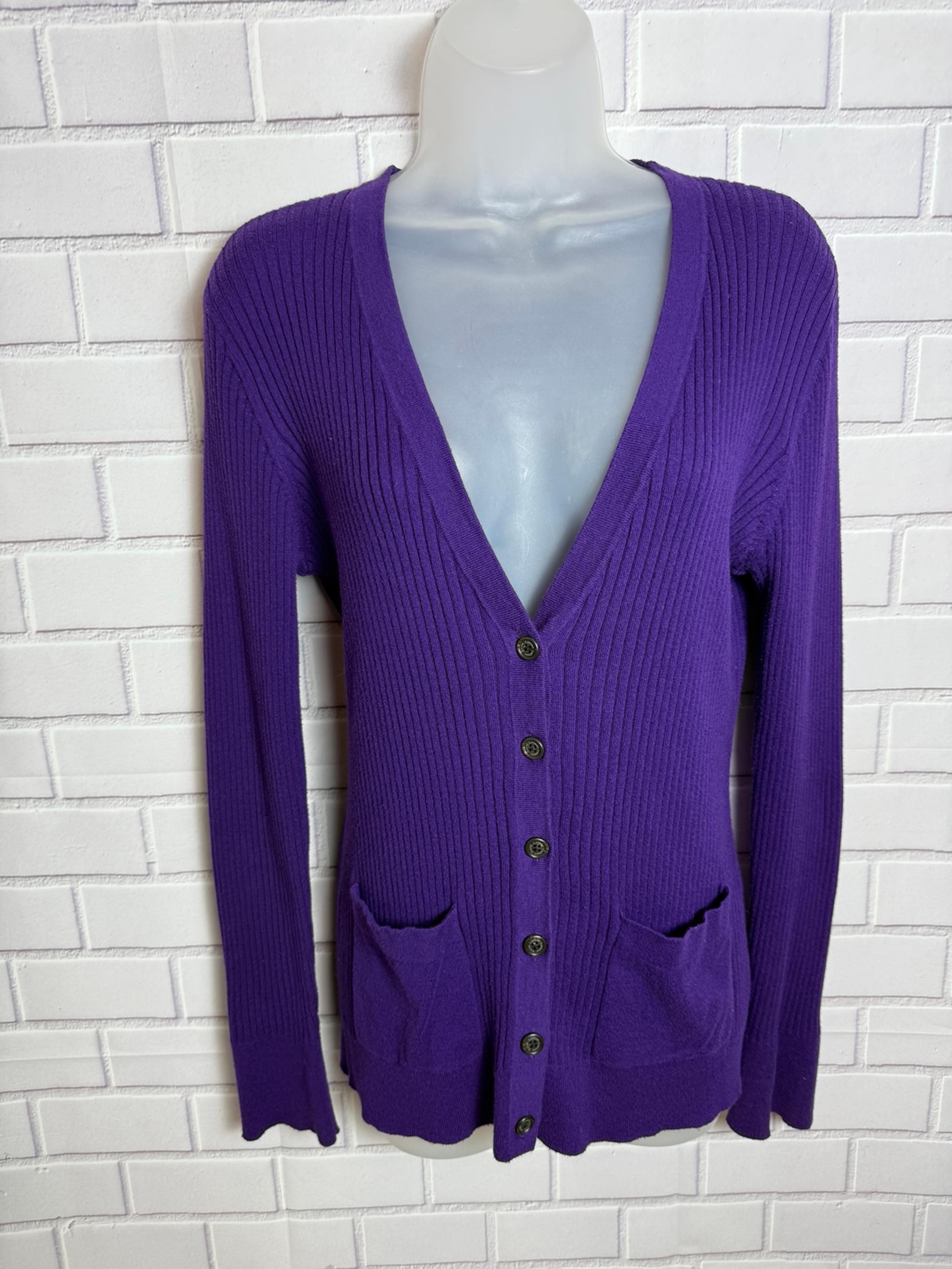 Ralph Lauren women's Purple Cardigan Sweater V-Neck Knit/size M