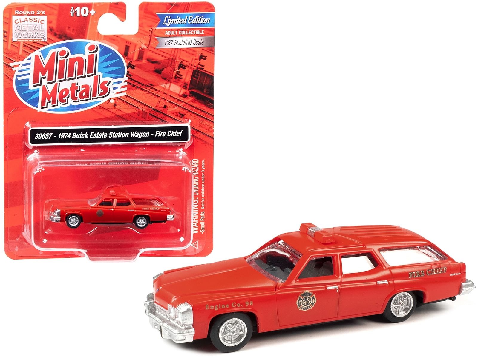 1974 Buick Estate Station Wagon Red Fire Chief 1/87 (HO) Scale Model by Classi