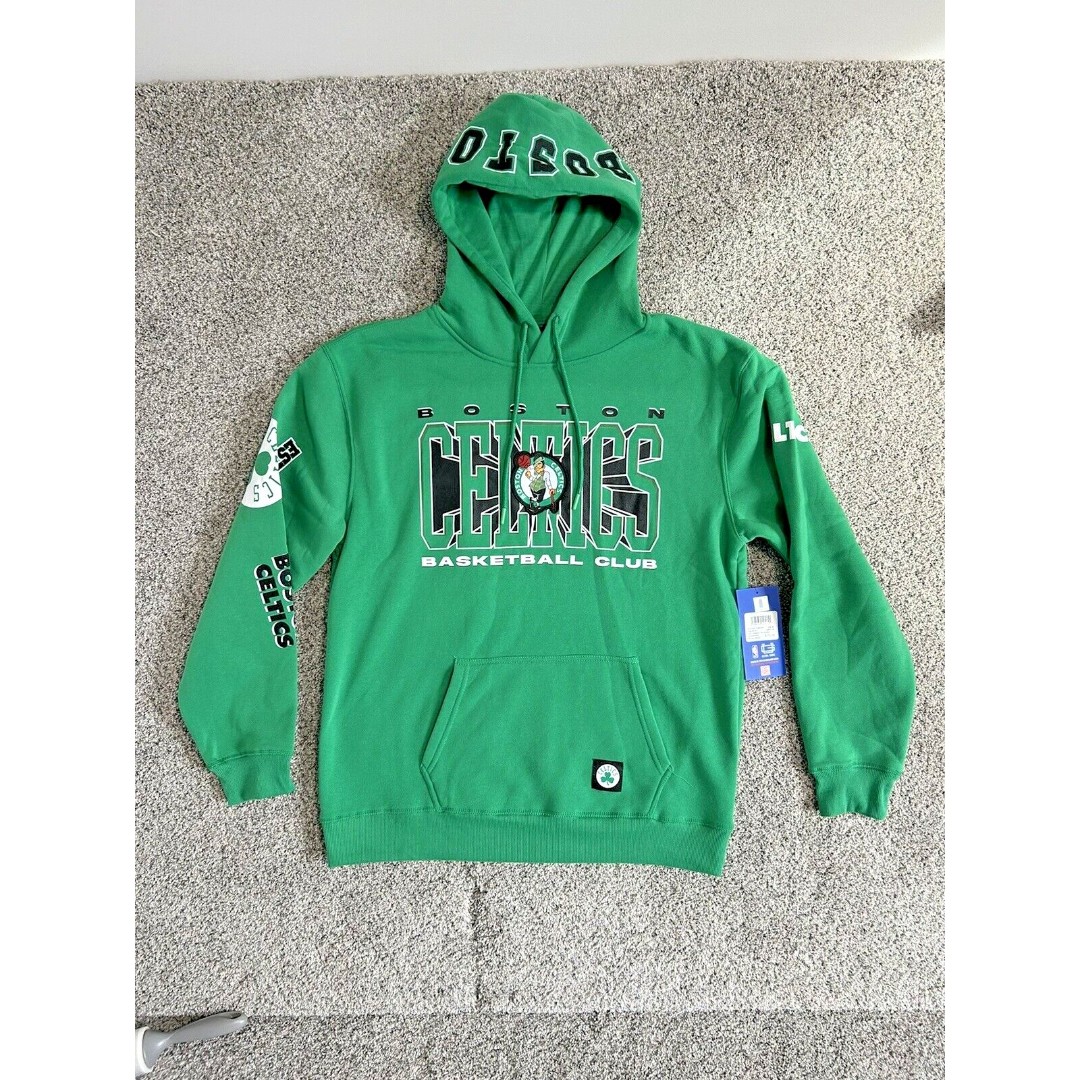 Boston Celtics NBA Ultra Game Men's Large Hoodie Sweatshirt Green Patch