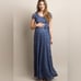 Pinkblush Slate Blue Lace Sash Tie Maternity Gown Dress Size XL