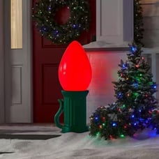Home Accents 3 ft. Battery Operated LED Jumbo Red Bulb Holiday Yard Decoration