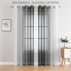 Sheer Curtains & Drapes 95 Inches Long Grey and White Ombre Curtains