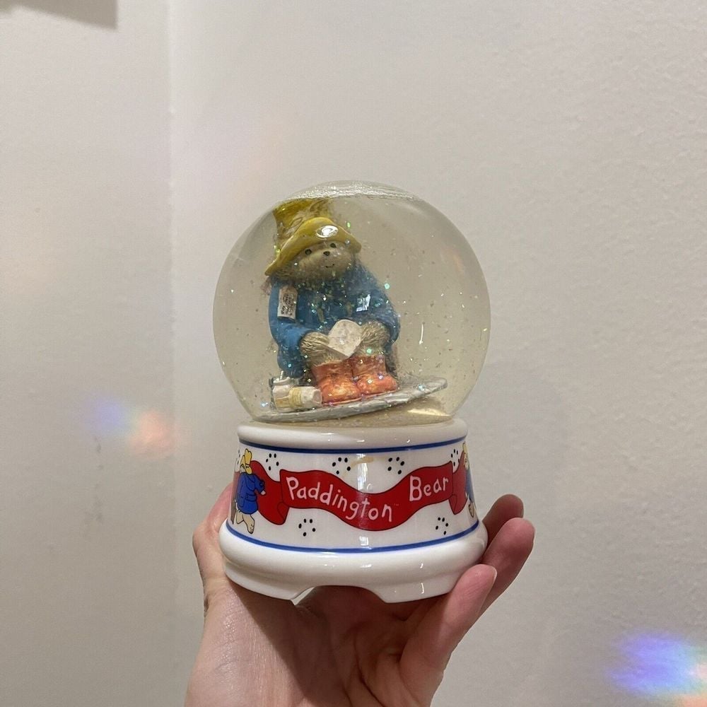Vintage 1990 Eden Co ENESCO Paddington Bear Snow Globe It's A Small World Music