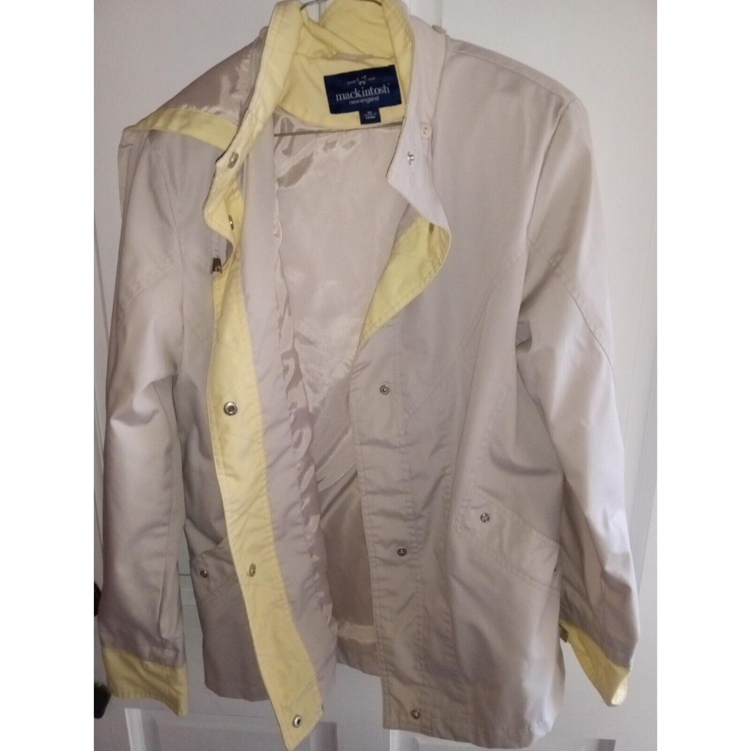 MACKINTOSH Coat Womens Medium Beige Rain Jacket Hood Drawstring Internal
