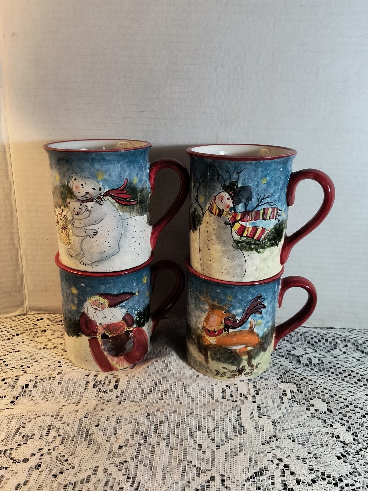SET OF 4 MUGS ENCHANTED CHRISTMAS BY SUSAN WINGET