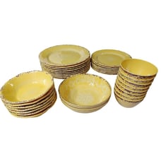 Cynthia Rowley Il Mulino Yellow Melamine 33 Piece Dinnerware Set Plates Bowls