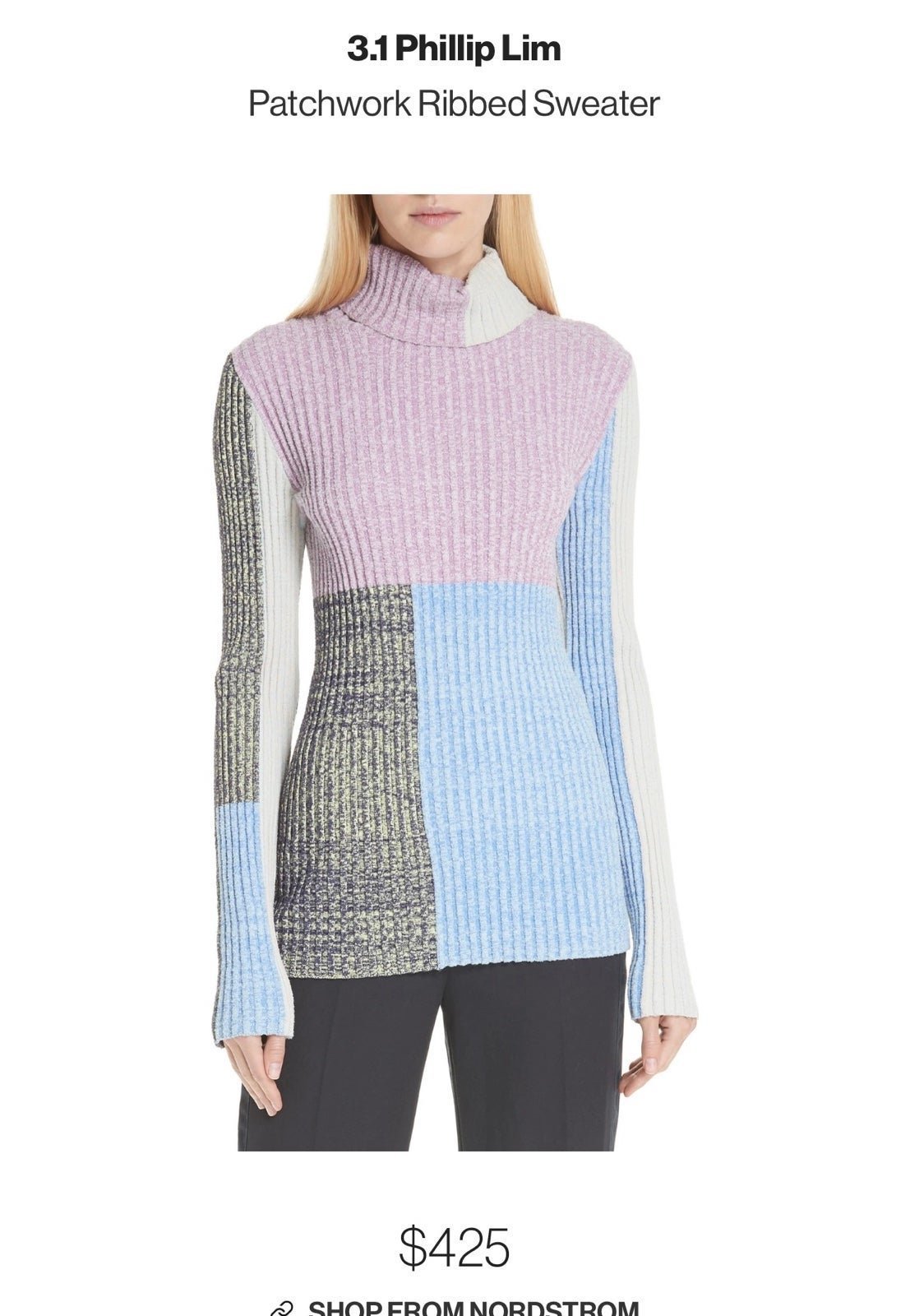 3.1 Phillip Lim Patchwork Ribbed Sweater Size S