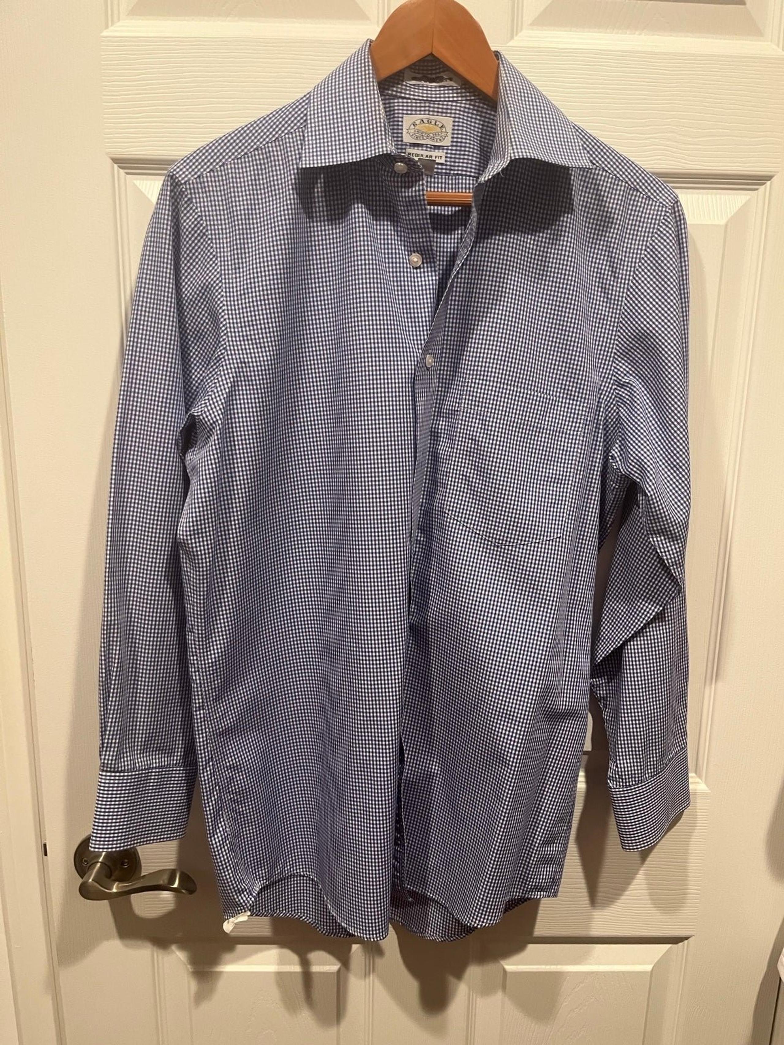 Mens Oxford blue checkered shirt regular fit 32/33