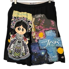 Custom made patchwork shorts size medium