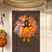 Thanksgiving Wreath Decorations, 18 Inch Turkey Gnome Wreaths with LED Lights