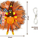 Thanksgiving Wreath Decorations, 18 Inch Turkey Gnome Wreaths with LED Lights