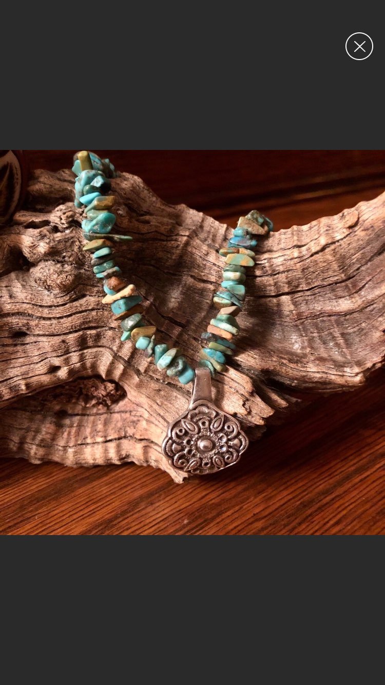 turquoise necklace sterling pendant