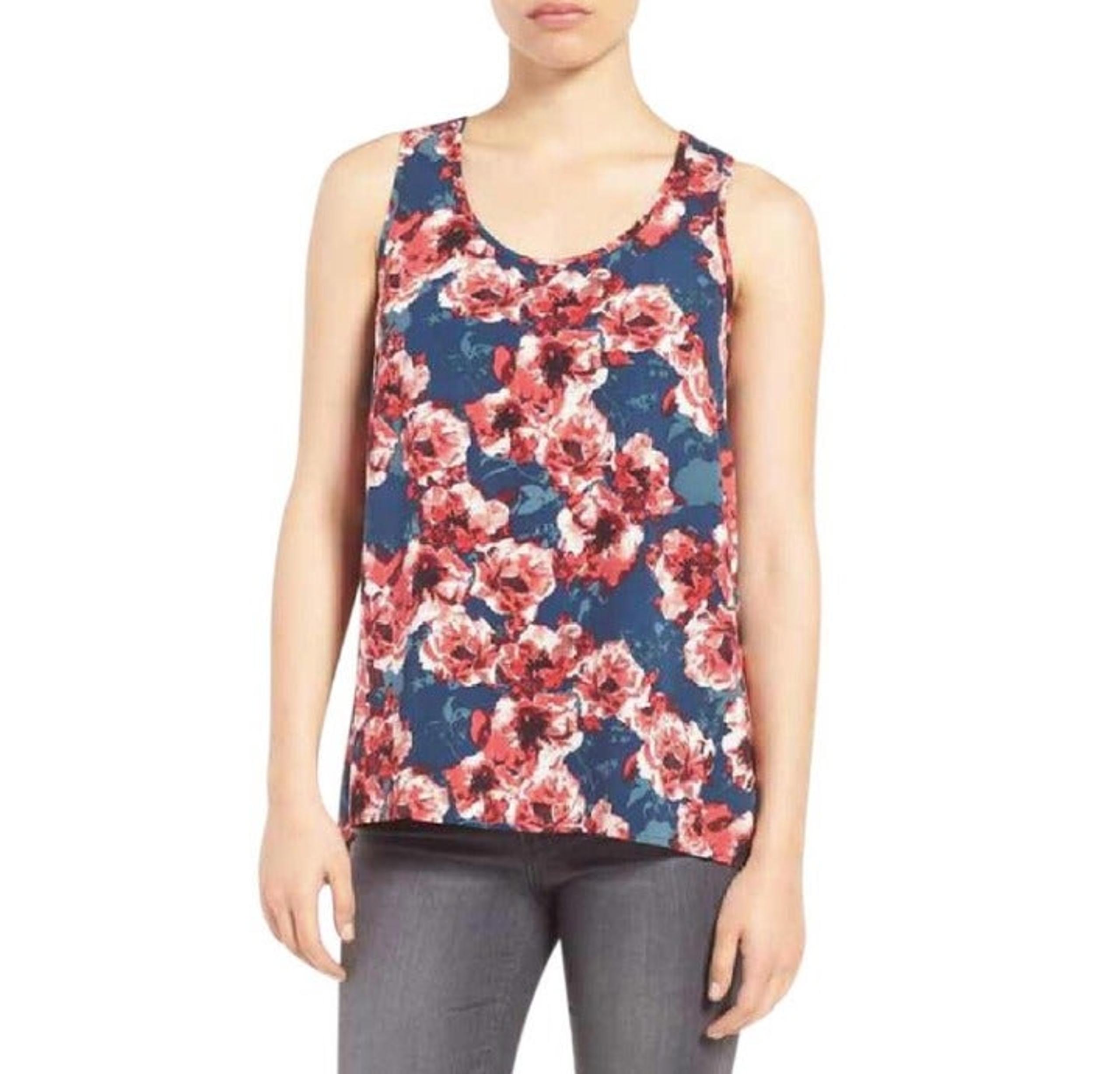 Halogen Floral Scoop Neck XXL Hi-Lo