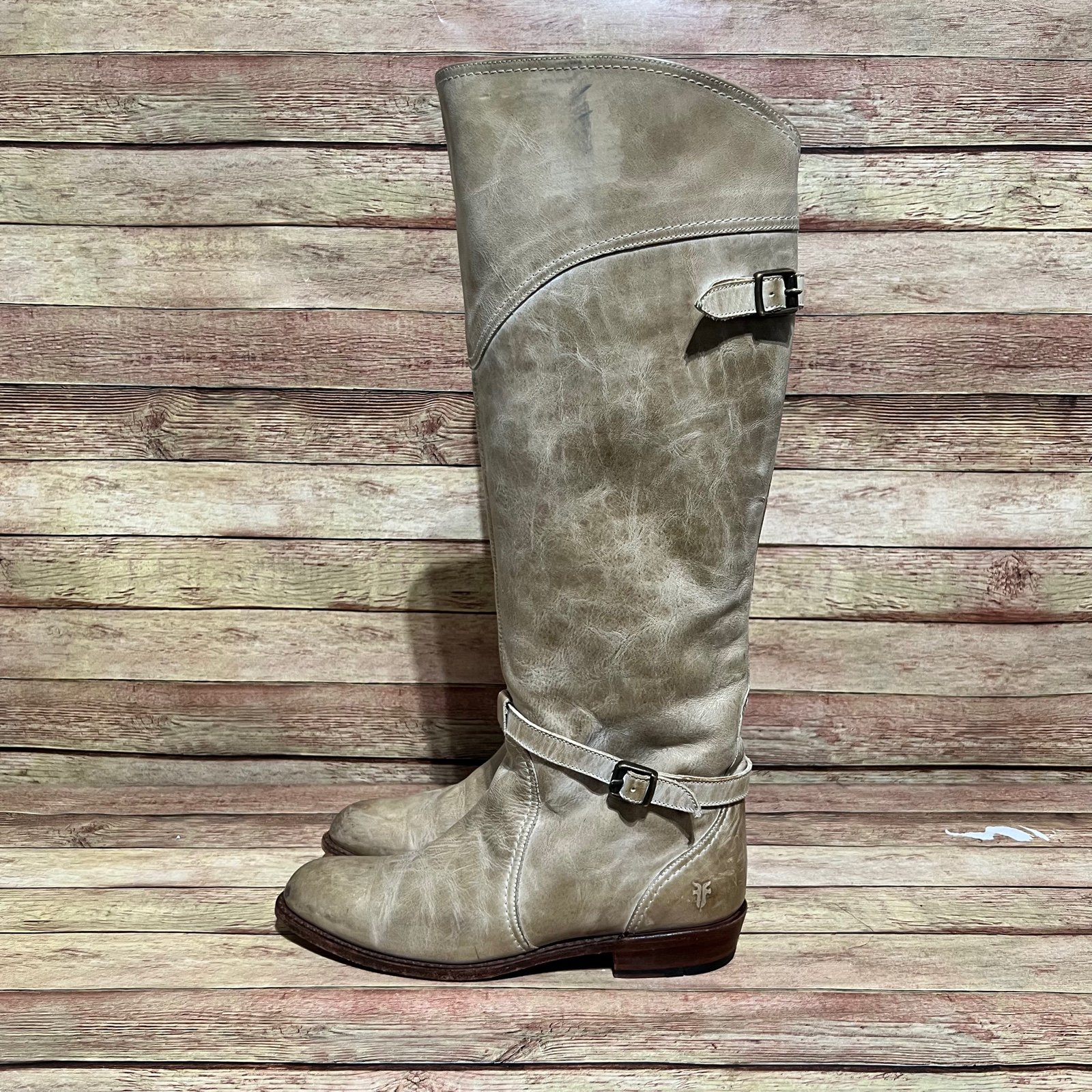 Frye Beige Leather Dorado Tall Riding Boots