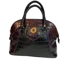 Vintage Jackson Handbag Faux Crocodile Multi Colored Design with Gold Emblem