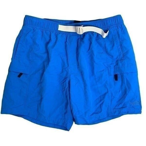 The North Face Belted River Swim Shorts XL Blue Mesh Breif Pockets Elastic Waist
