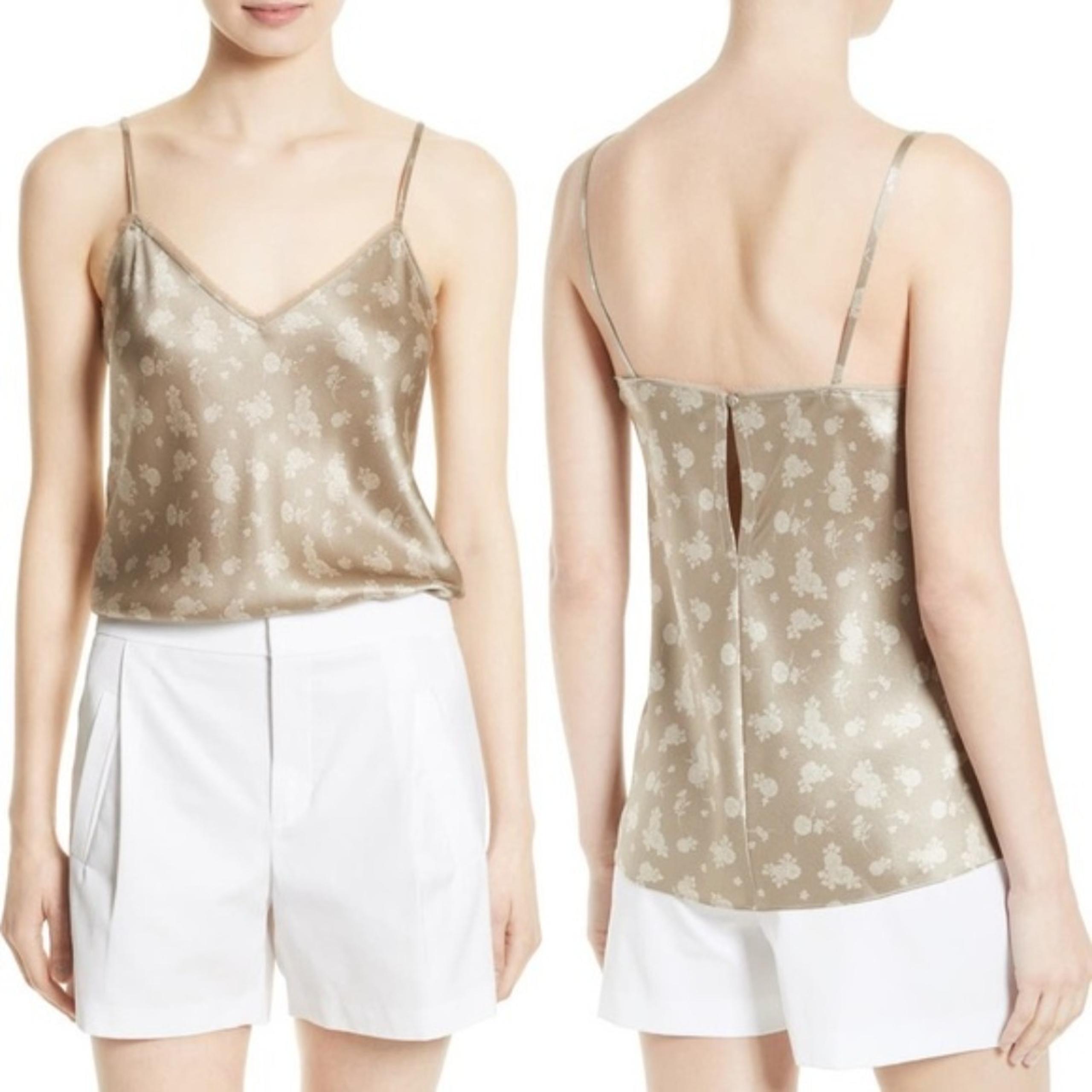 NWT Vince Calico Floral Silk Satin V-Neck Camisole Size Large Women