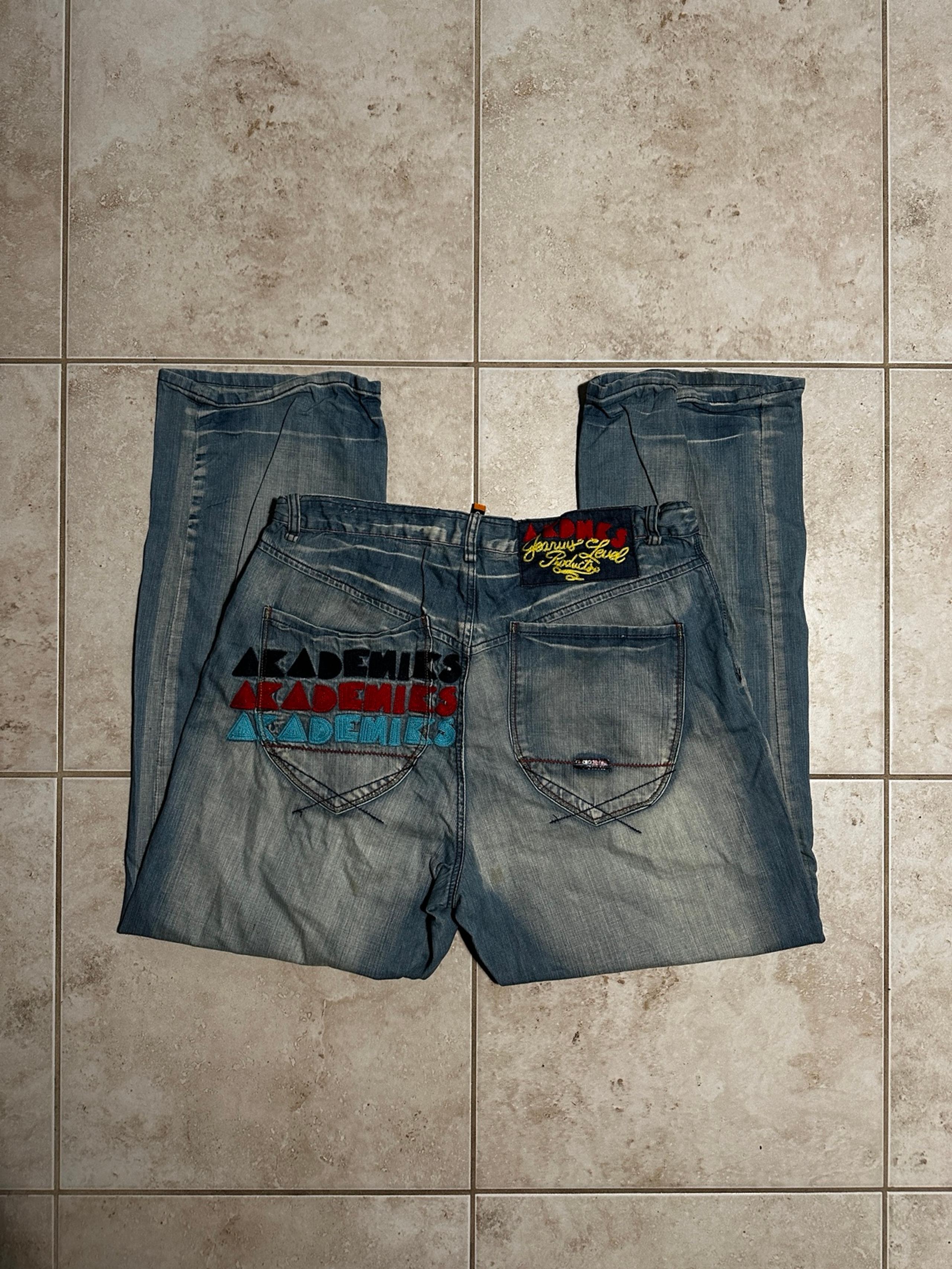 RARE Vintage Akademiks Embroidered Straight Legged Jeans