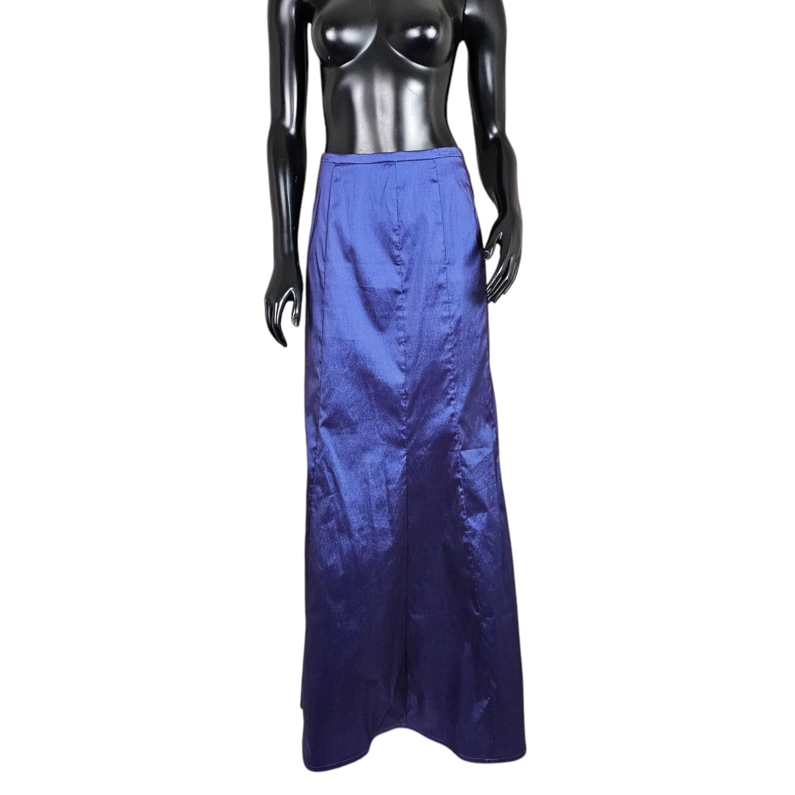Y2K Tadashi Shoji Womens 6 Purple Iridescent Taffeta Maxi Skirt Formal Prom
