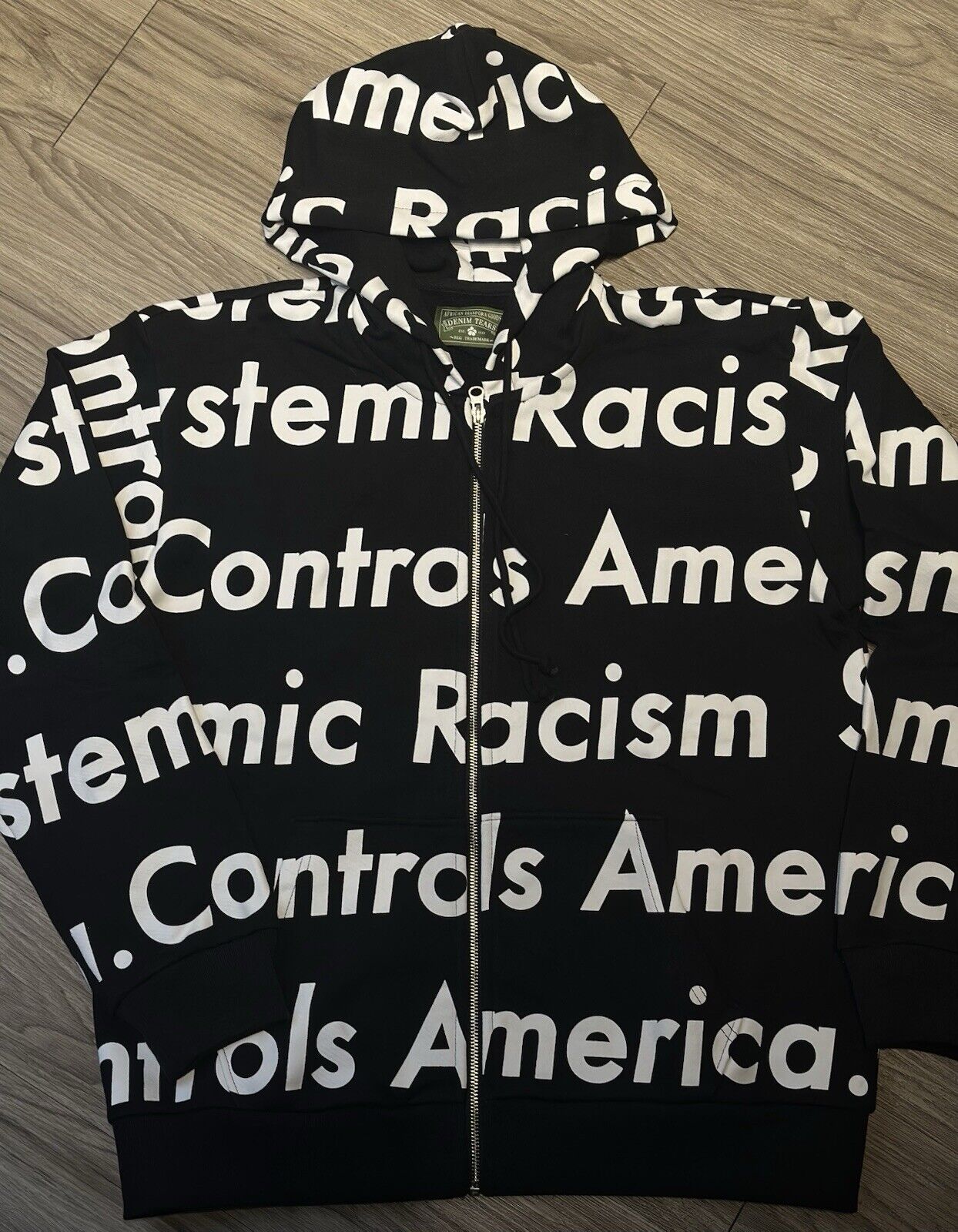 Denim Tears x Arthur Jafa Systemic Racism Controls America Zip Up Hoodie 'Black'