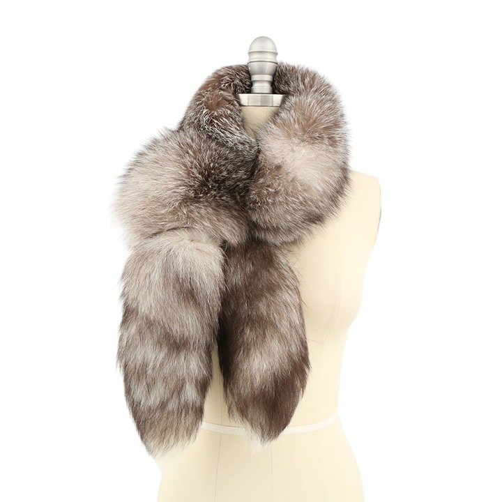 Vintage Fox Fur Double Tail Stole Wrap Scarf