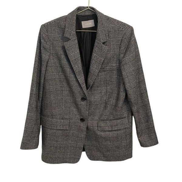 Everlane The Oversized Blazer Two Button in Wool Gray Houndstooth Size 10