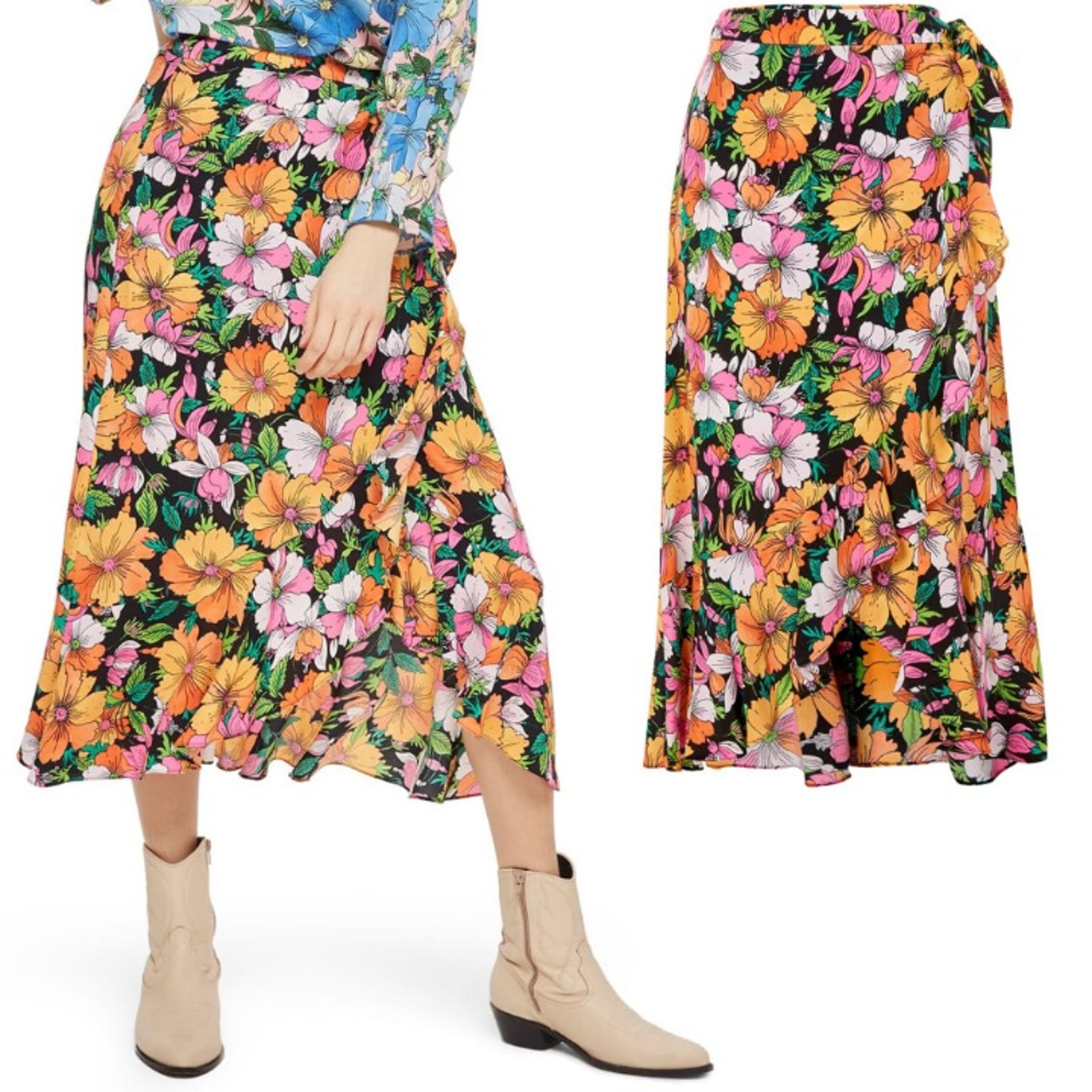 NEW Topshop Wrap Floral Print Skirt Sz 8