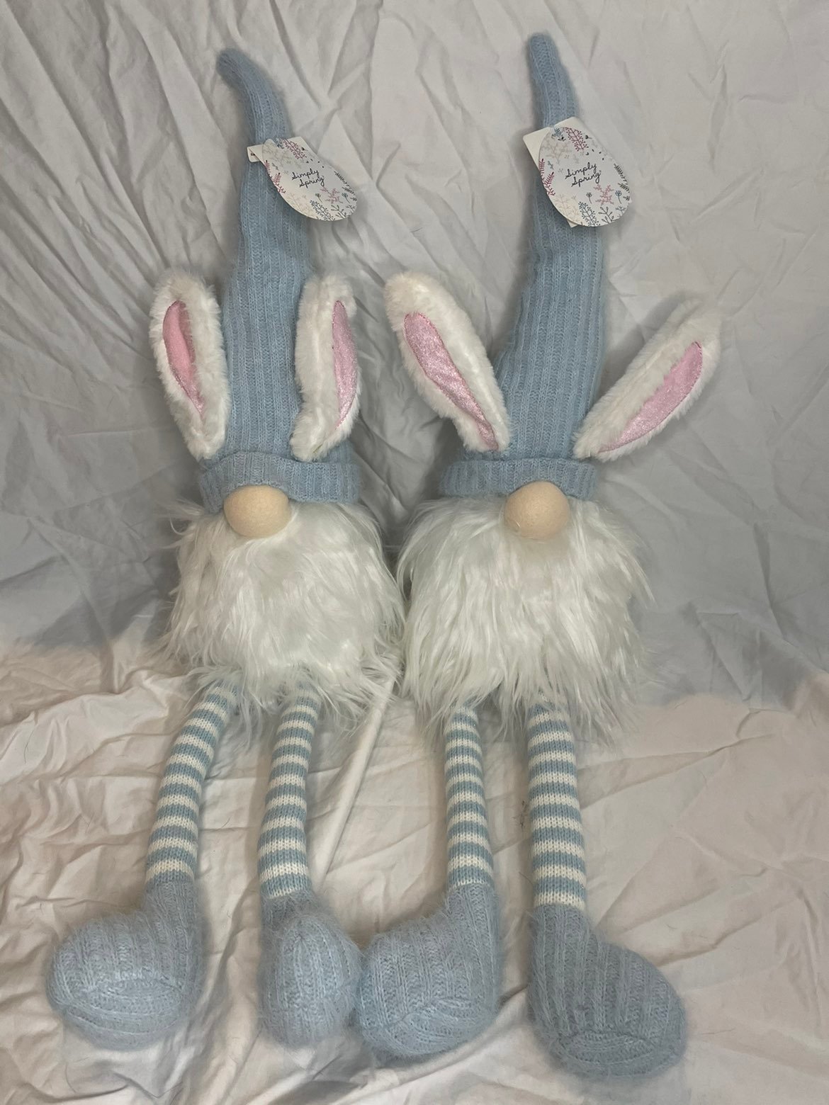 Set of 2 NEW Easter Bunny Gnomes Blue