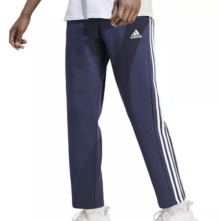 Men's adidas Essentials 3-Stripes Fleece Pants IJ6488 Navy Legend Ink Size XL