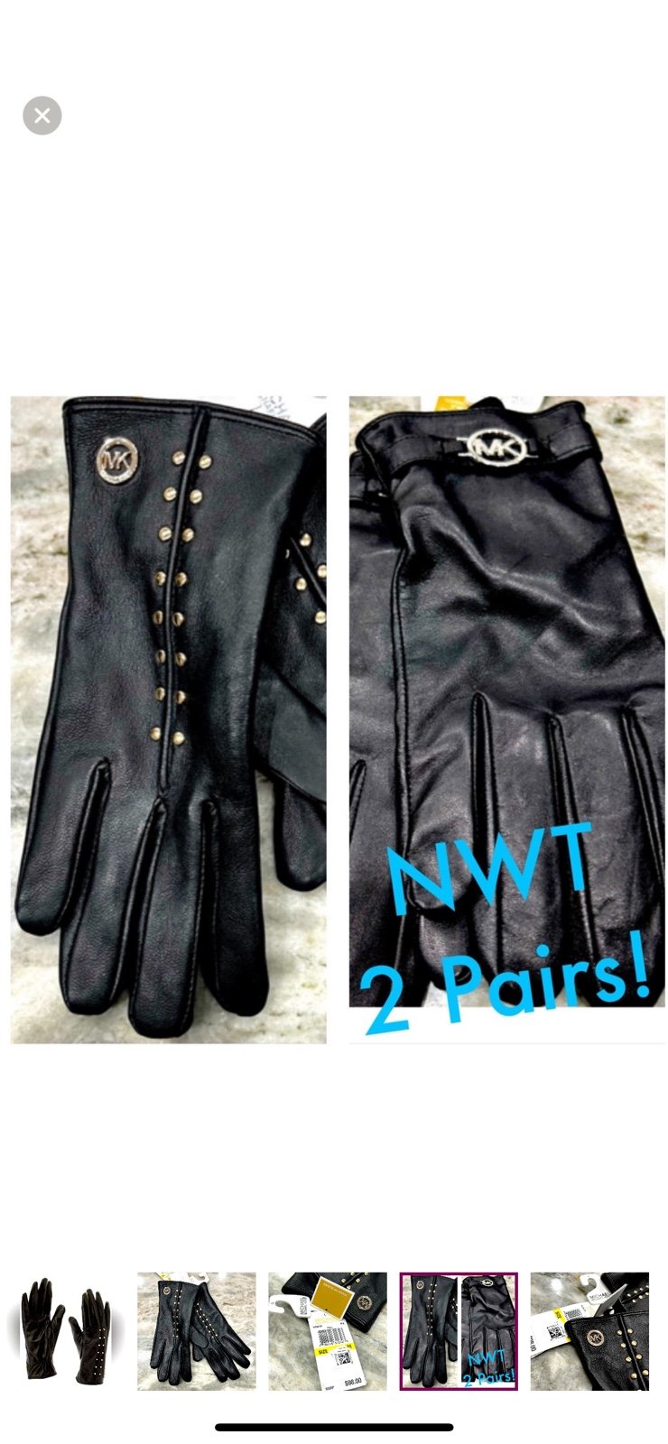 NWT 2 Pairs Michael Kors Genuine Leather MK Logo Gloves
