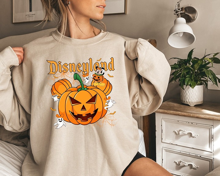 Retro Mickey Pumpkin Head Halloween Sweatshirt, Halloween Disneyland Sweatshirt