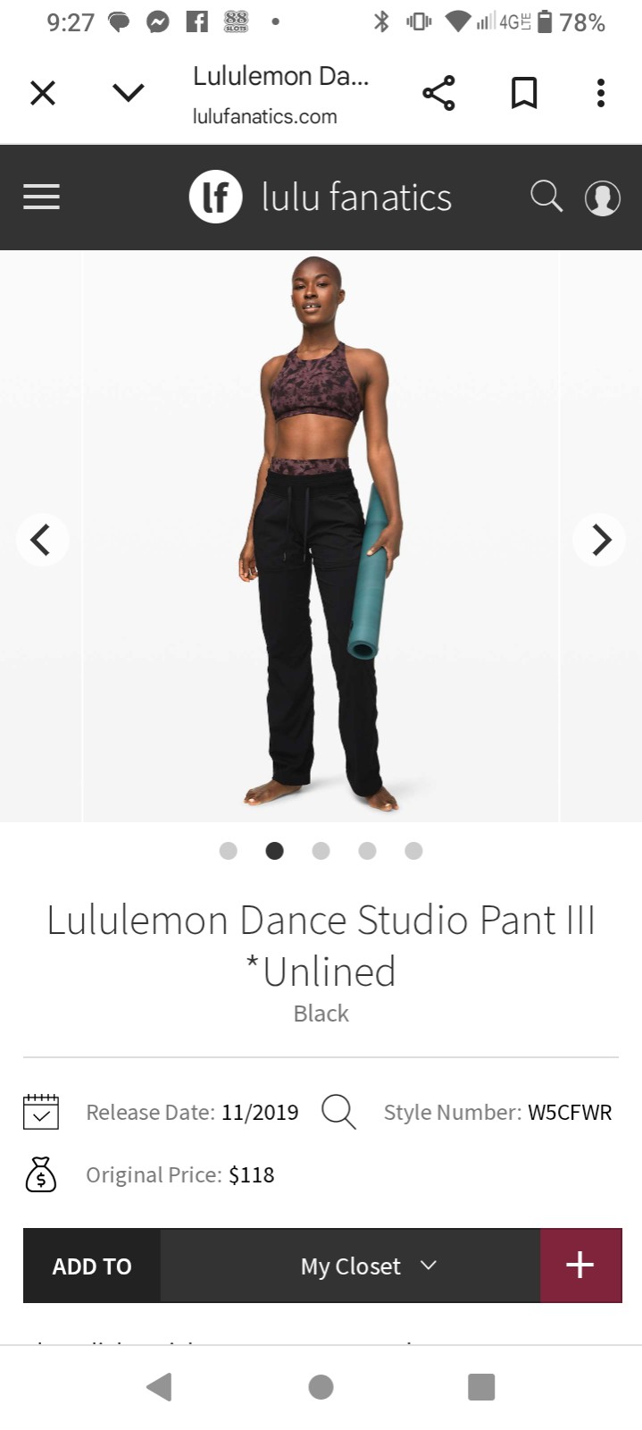 Lululemon dance studio pants lll unlined 6