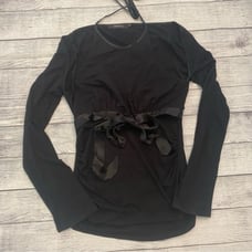 Arden B Vintage Black Halter Top Rouches Cold Shoulder Long Sleeve Shawl Medium