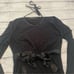 Arden B Vintage Black Halter Top Rouches Cold Shoulder Long Sleeve Shawl Medium