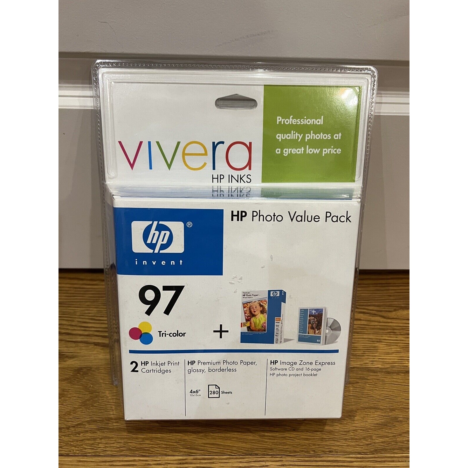 NOS SEALED 2 HP 97 Ink Cartridges Photo Value Pack w Photo Paper